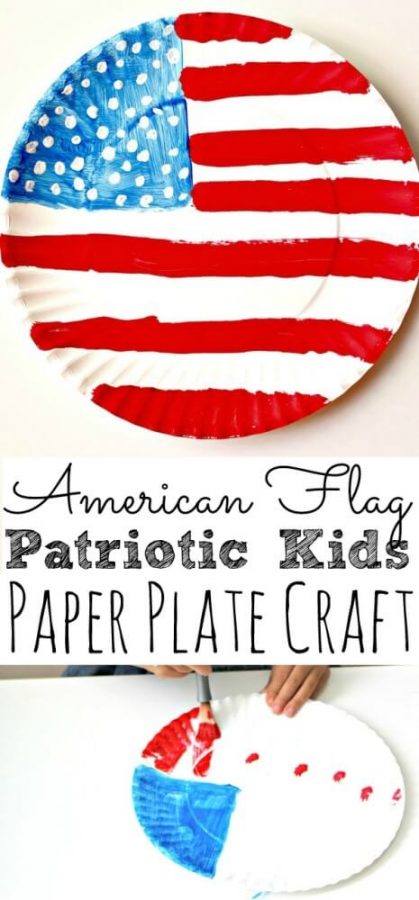 American Flag Patriotic Kids Paper Plate Craft