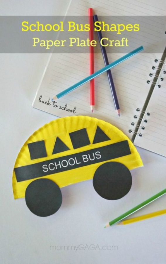 Back to School Crafts for Kids School Bus Shapes Paper Plate Craft