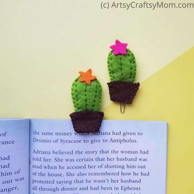 DIY Felt Cactus Bookmark Instagram
