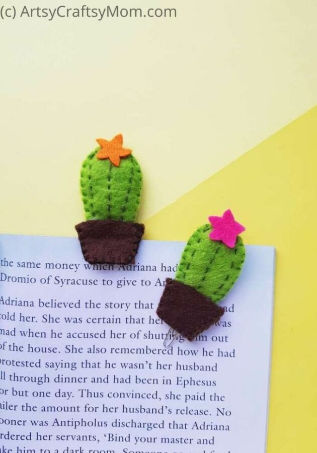 DIY Felt Cactus Bookmark Pin1