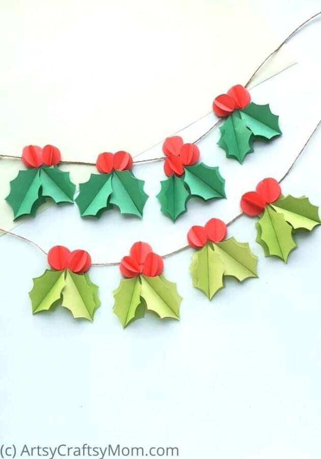 Deck up your home with this fun and festive Holly Garland Papercraft that's perfect for this season! Let this year be one of DIY holiday decor!