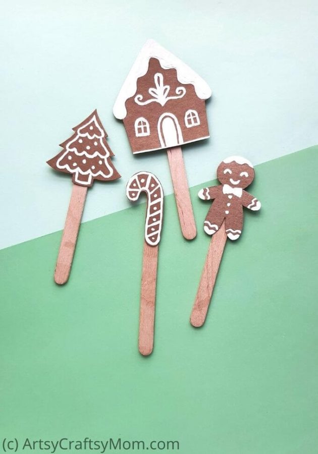 These Gingerbread Cookie Puppets are sure to delight you and your loved ones this holiday season! Easy to make and super cute to gift!