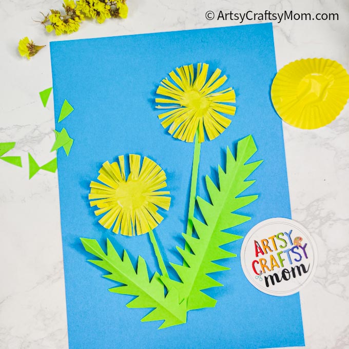 Making a Cupcake Liner Dandelion Craft For Kids is the best way to welcome spring and to celebrate  National Dandelion Day on April 5th!