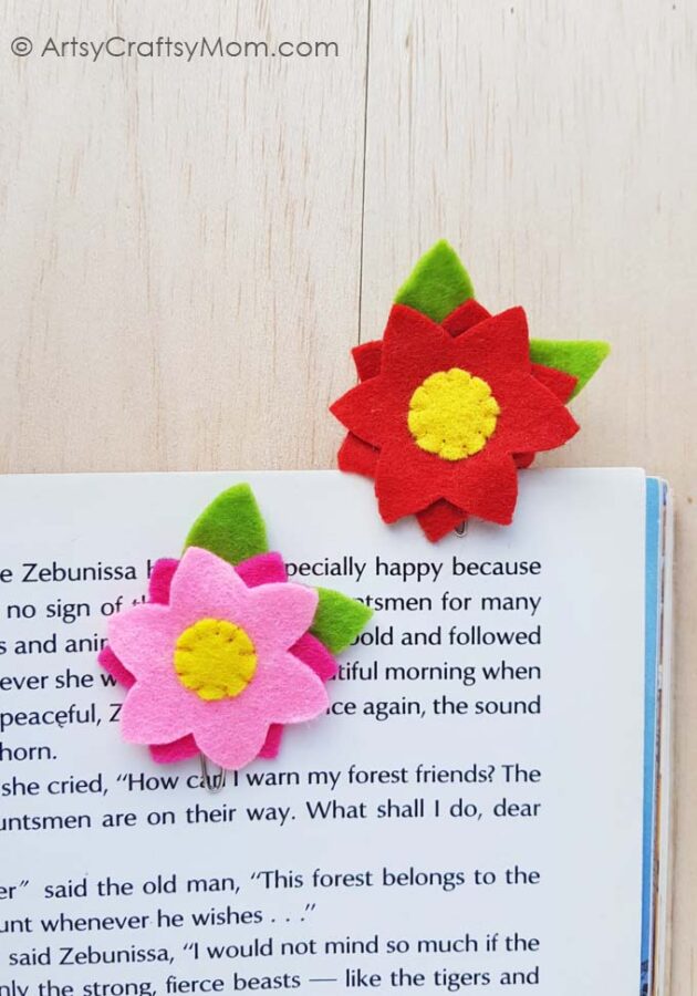 This Felt Flower Bookmark Craft is the ideal spring DIY & makes a great gift for Mother's Day or Teacher's Day! Easy to make, even for beginners.