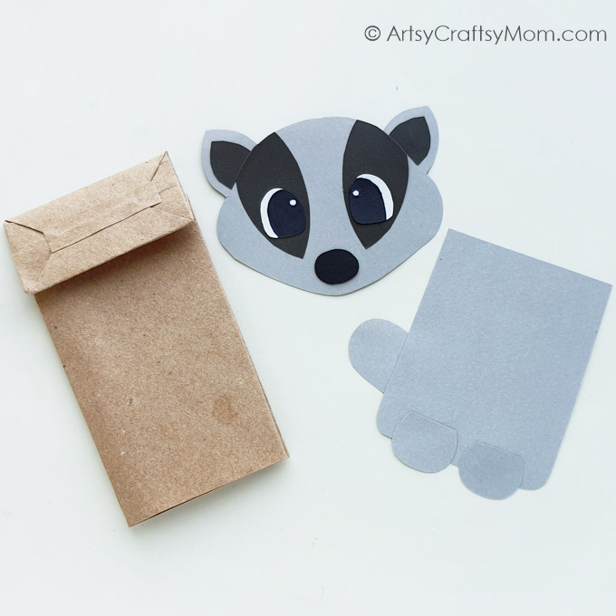 Paper Bag Badger Puppet Craft 6