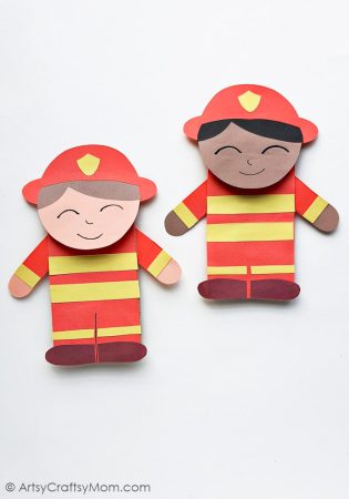 Make this Paper Bag Fireman Puppet craft to celebrate our brave heroes! Great for pretend play or for putting together your very own puppet show!