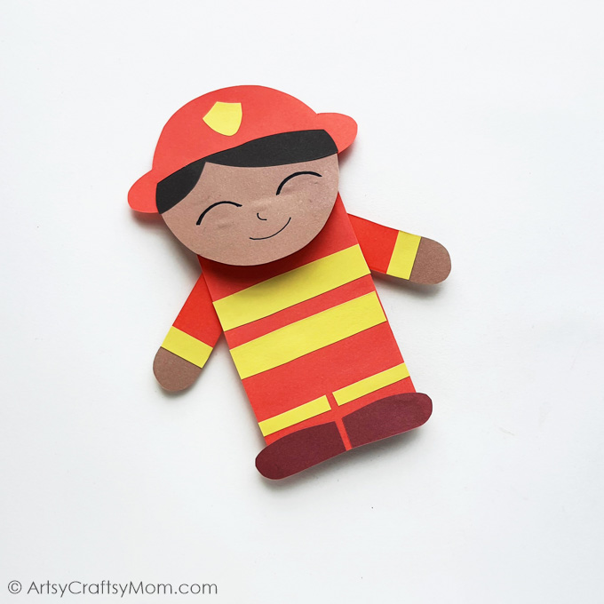 Make this Paper Bag Fireman Puppet craft to celebrate our brave heroes! Great for pretend play or for putting together your very own puppet show!