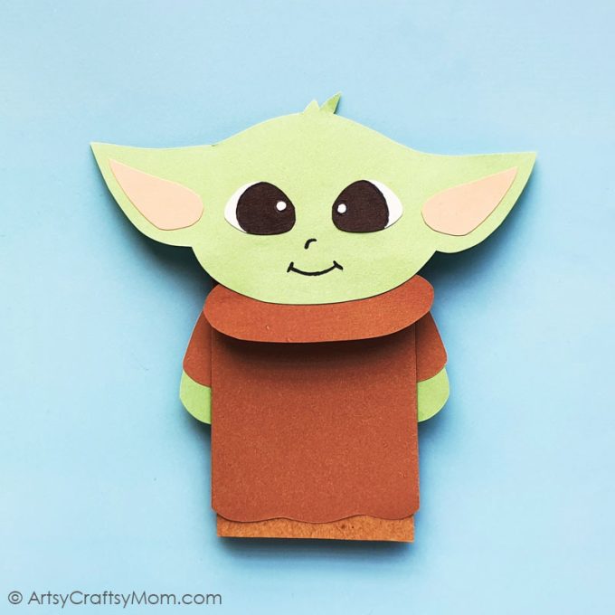 Let's make a Paper Bag Baby Yoda Craft for kids from the Disney+ show! They're perfect for Star Wars or Mandalorian fans - of all ages!