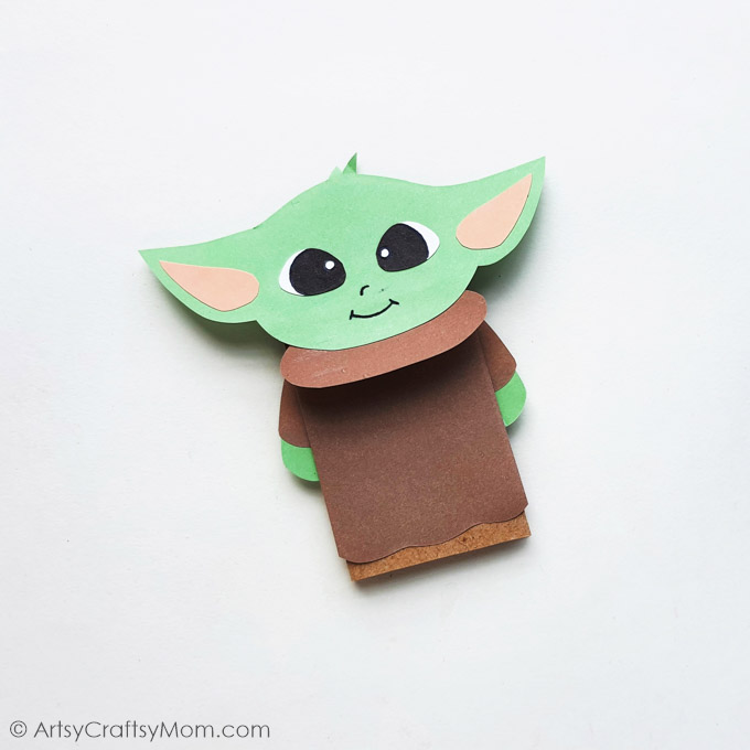 Let's make a Paper Bag Baby Yoda Craft for kids from the Disney+ show! They're perfect for Star Wars or Mandalorian fans - of all ages!