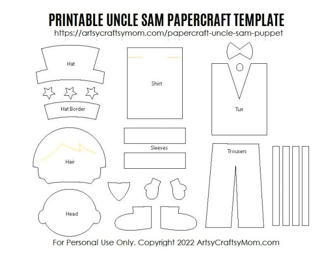 This cute Uncle Sam Puppet is all set to celebrate the Fourth of July with you - and it's super easy to make! Just download, print, cut and assemble!