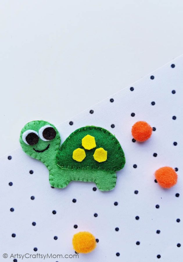 This little Felt Tortoise Plushie is a great pocket companion for kids of all ages!  Easy to make and perfect for beginners!