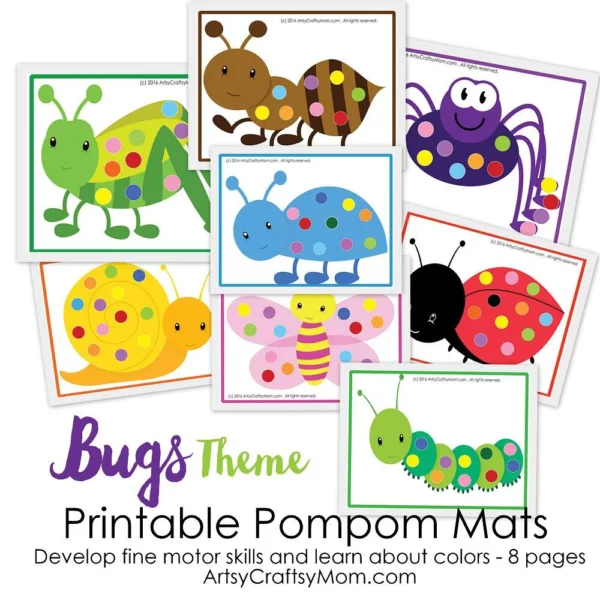 Printable Bug Theme PomPom Match1 600x600 1