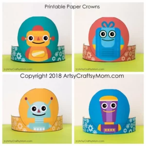 Printable Robot Themed Paper Crowns1