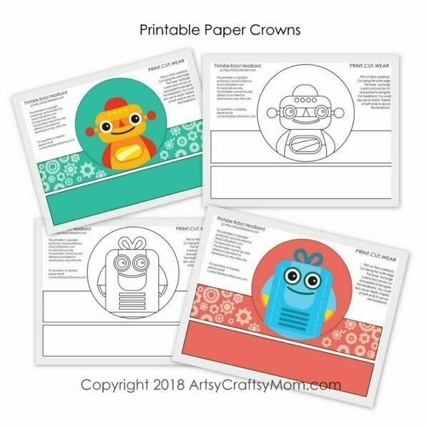 Printable Robot Themed Paper Crowns2