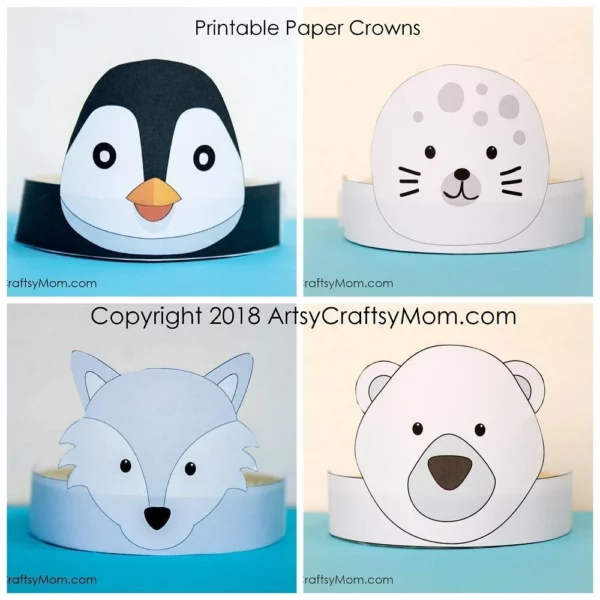 Winter Animals Paper Crowns 1