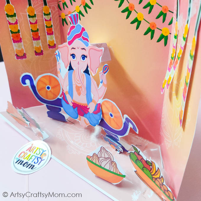 Prep for Ganesh Chathurthi with this Printable 3D Ganesha on a Mantap Craft! Made with just paper, this is the ultimate eco-friendly Ganesha!