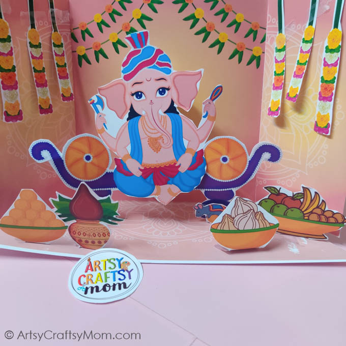 Prep for Ganesh Chathurthi with this Printable 3D Ganesha on a Mantap Craft! Made with just paper, this is the ultimate eco-friendly Ganesha!