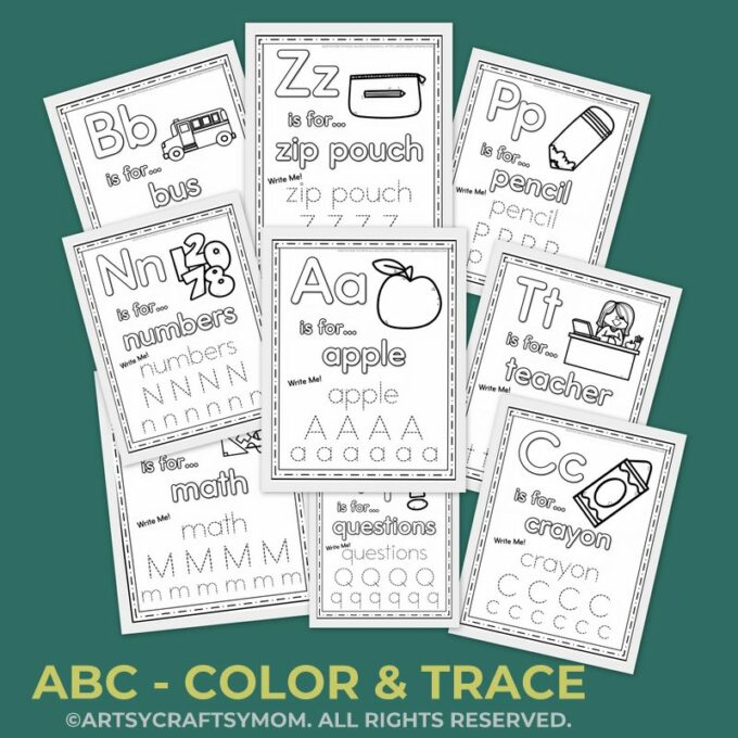 Back to school Themed ABC Color Trace