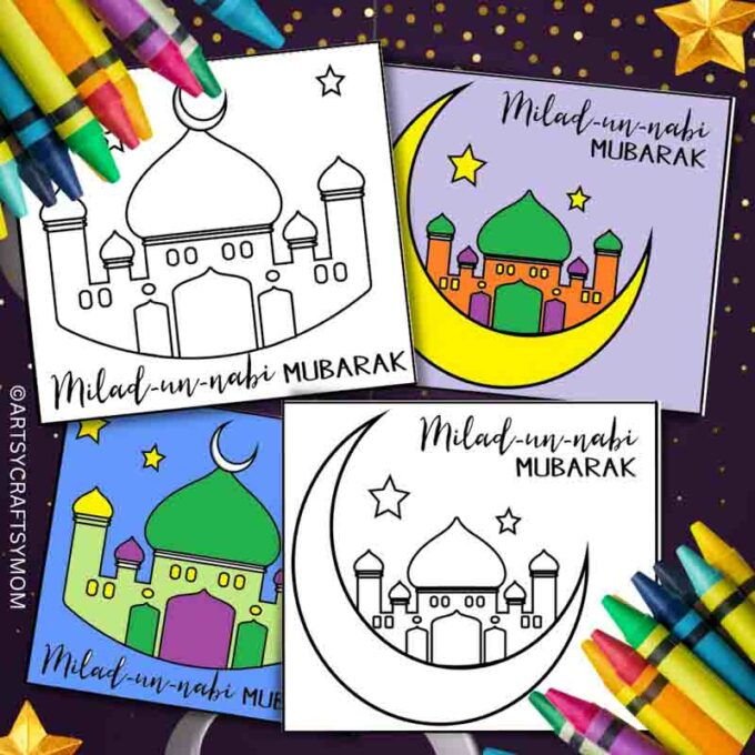 We've got you a special printable Milad Un Nabi Coloring Card that's perfect for celebrating the occasion of the Prophet Mohammed's birthday!