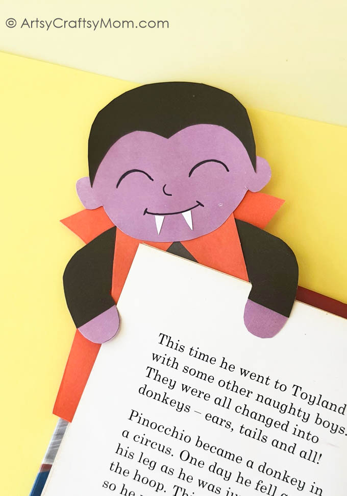 Do you like vampires? Build your own Count Dracula with our Printable Paper Dracula Bookmark! Color, cut, and create this free Halloween craft for kids.