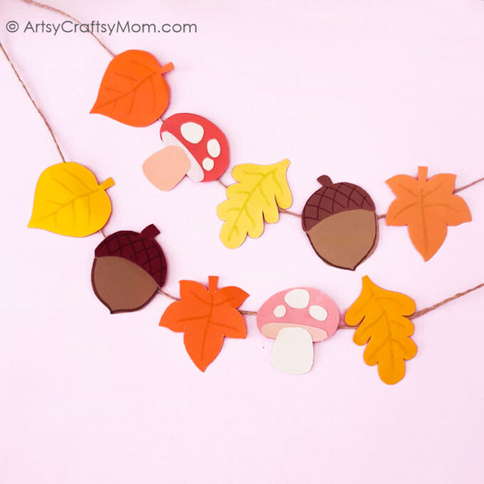 This easy DIY Fall Paper Bunting Craft is a great decor piece to add to your home this Fall, and it's simple enough for kids to make on their own!