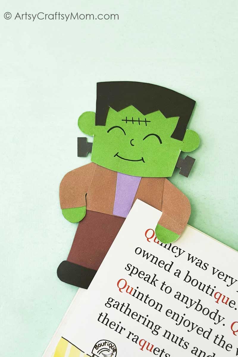 This Easy Printable Frankenstein Bookmark makes for a cute gift for friends, or a fun little non-candy treat to put in those trick o treat bags!