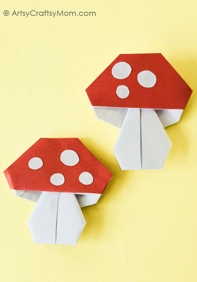 Practice your folding skills with this Easy Origami Mushroom Craft! Perfect for kids of all ages, as well as beginners to Origami! 