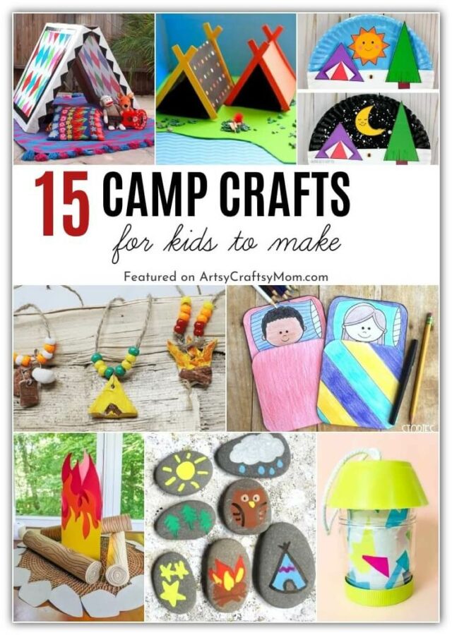 The weather's always perfect for these Camp Crafts for Kids, which you can do indoors as well! Make fires, toast some smores & have a good time!