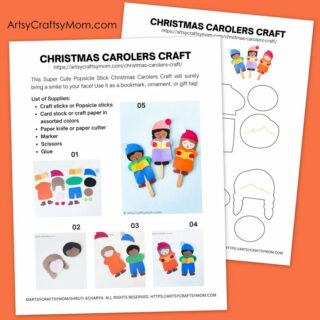 Christmas carolers Craft Template