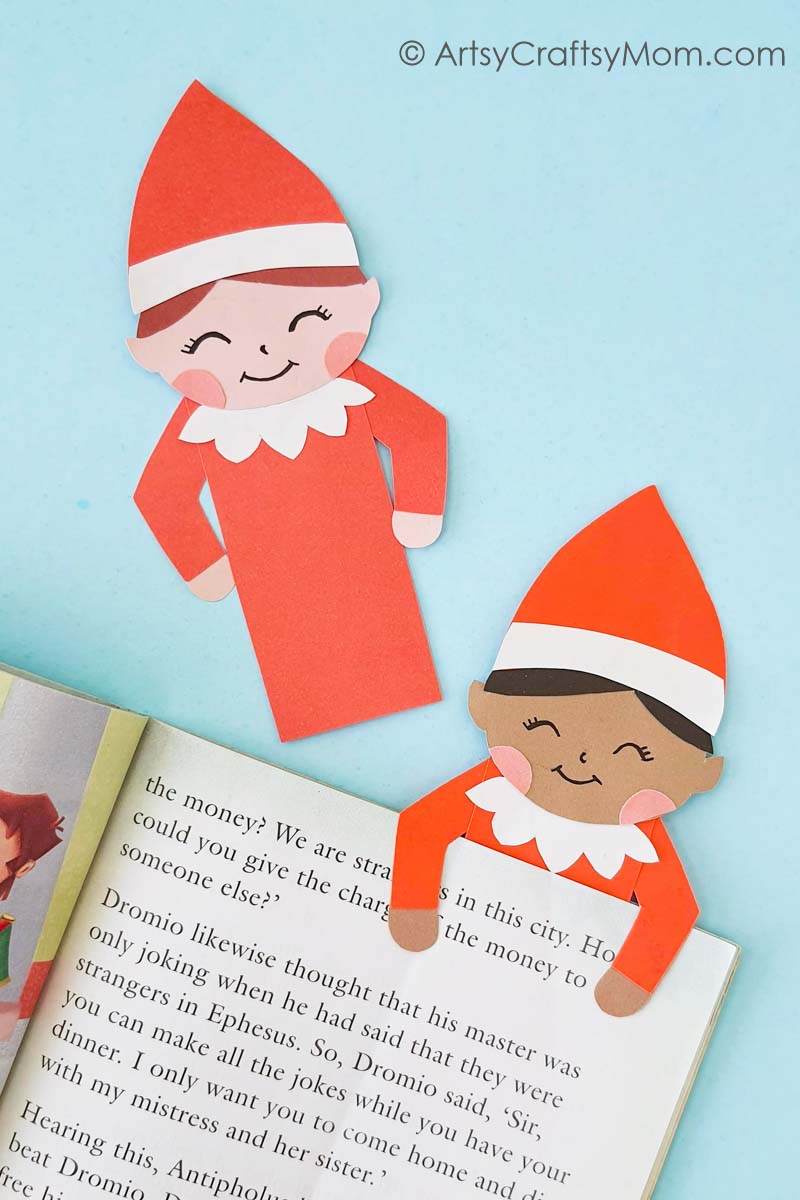 This Elf on the Shelf Bookmarks Craft is a fun way to celebrate the Christmas icon who tells Santa about everything you're doing!
