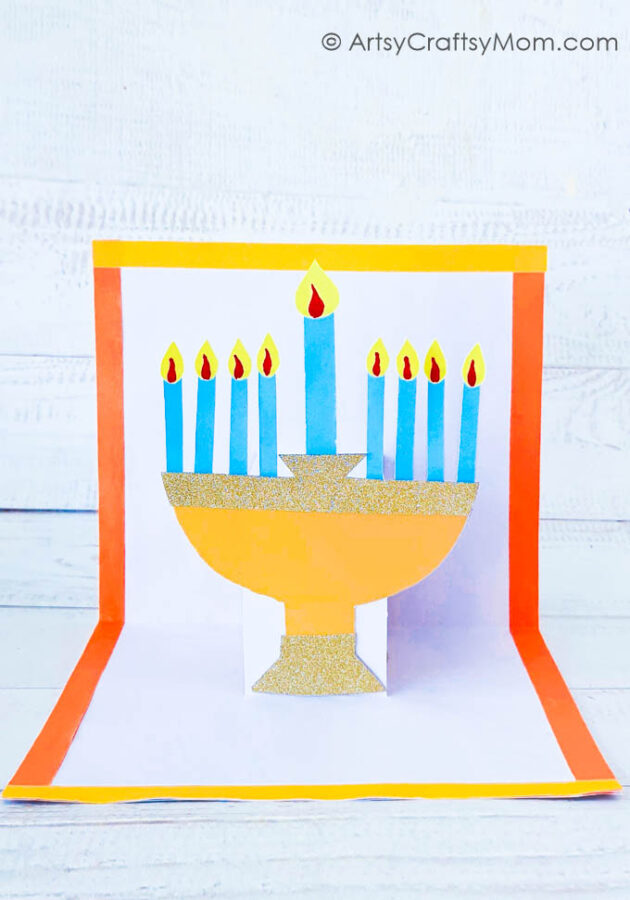 This DIY Hanukkah Popup Card is easy for kids to make themselves, & they'll be quite impressed with the outcome - popup cards are always a hit!