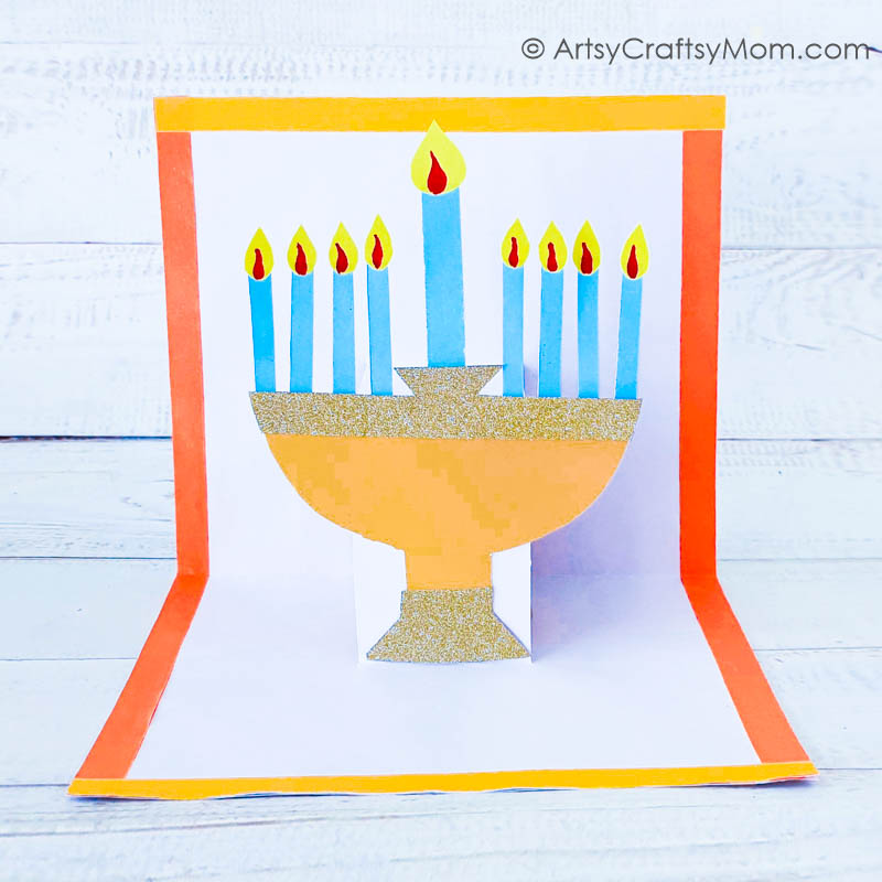This DIY Hanukkah Popup Card is easy for kids to make themselves, & they'll be quite impressed with the outcome - popup cards are always a hit!