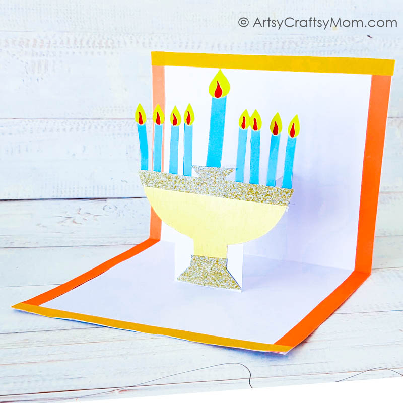 This DIY Hanukkah Popup Card is easy for kids to make themselves, & they'll be quite impressed with the outcome - popup cards are always a hit!