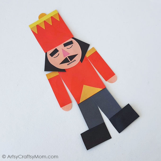 Have fun with this Easy Shape Nutcracker Craft, that's a great activity for preschoolers and kindergarteners to learn about shapes & play with them!