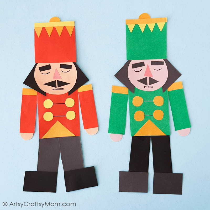 Have fun with this Easy Shape Nutcracker Craft, that's a great activity for preschoolers and kindergarteners to learn about shapes & play with them!