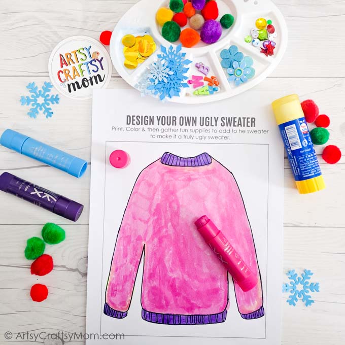 This Uugly Christmas sweater craft is one sweater you can make as ugly or as pretty as you like! Includes a free printable so you can start right now!