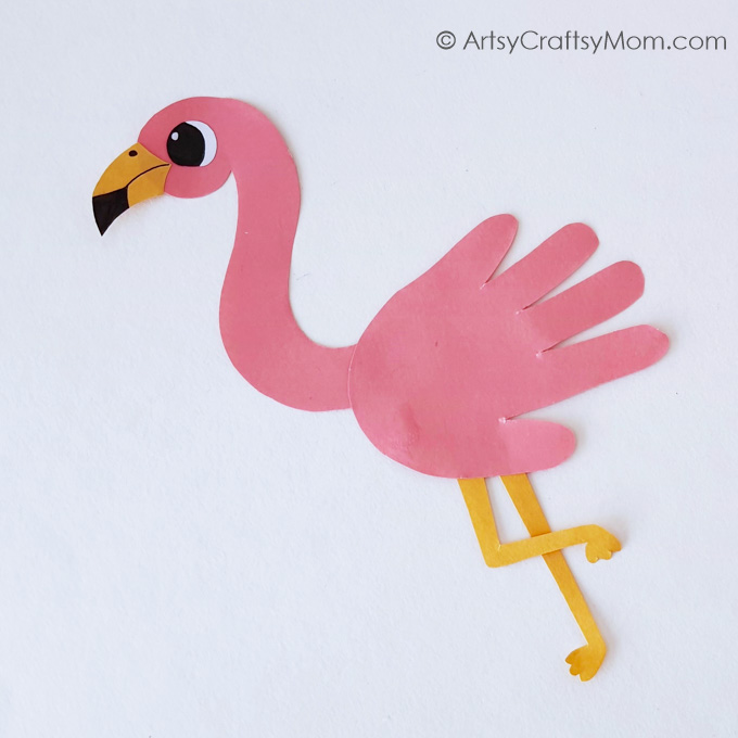 Love flamingos? Then this handprint flamingo craft will be right up your alley! All you need are basic craft supplies and a cute little hand to print!