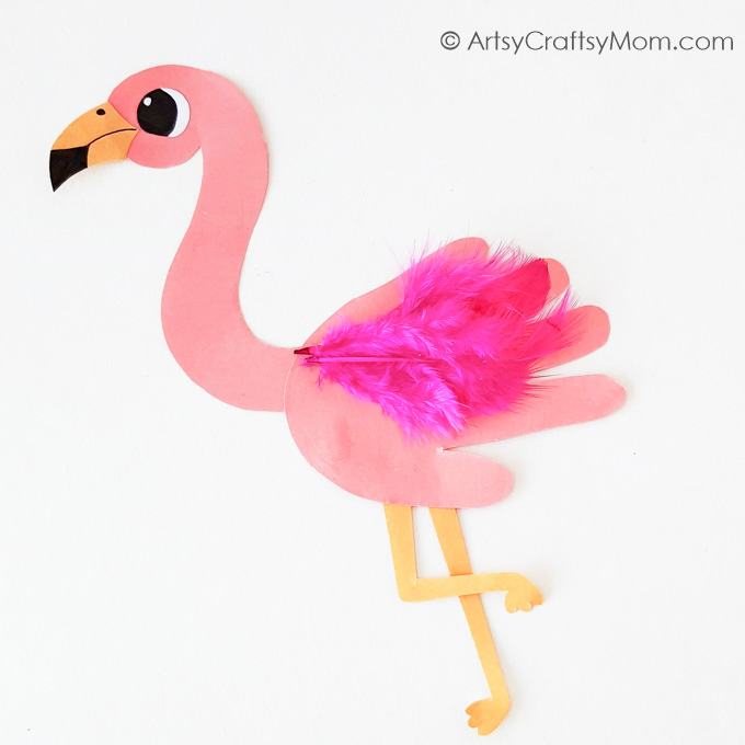 Love flamingos? Then this handprint flamingo craft will be right up your alley! All you need are basic craft supplies and a cute little hand to print!
