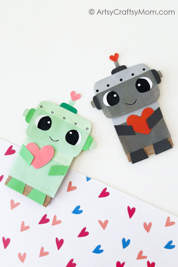 Paper Bag Love Robot Craft Pin 1