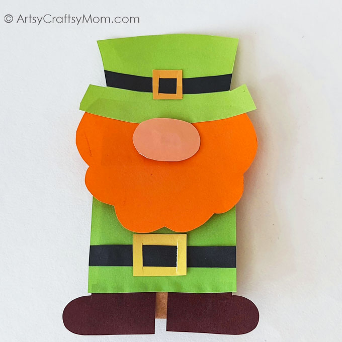 This Paper Bag Leprechaun Gnome Craft is really easy to make and is perfect for St. Patrick's Day! Turn it into a puppet and put on a festive show!