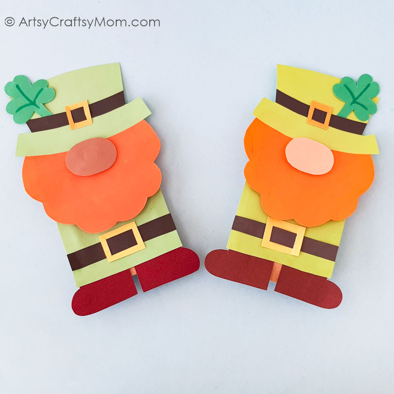 This Paper Bag Leprechaun Gnome Craft is really easy to make and is perfect for St. Patrick's Day! Turn it into a puppet and put on a festive show!