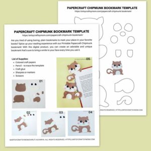 PAPERCRAFT CHIPMUNK BOOKMARK TEMPLATE