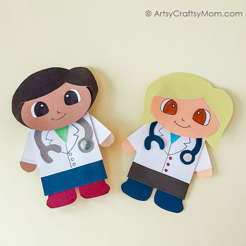 Here's a fun Paper Bag Doctor Puppet Craft that you can use to put up a puppet show that features brave health workers - perfect for Doctor's Day!