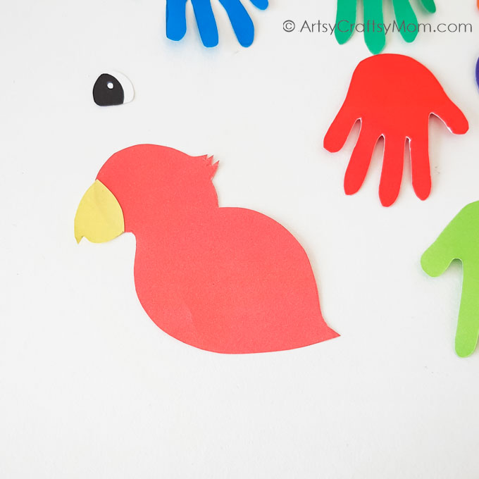 Here's a colorful handprint parrot craft to brighten up your day! Perfect for young kids to use their hands and learn about different colors!
