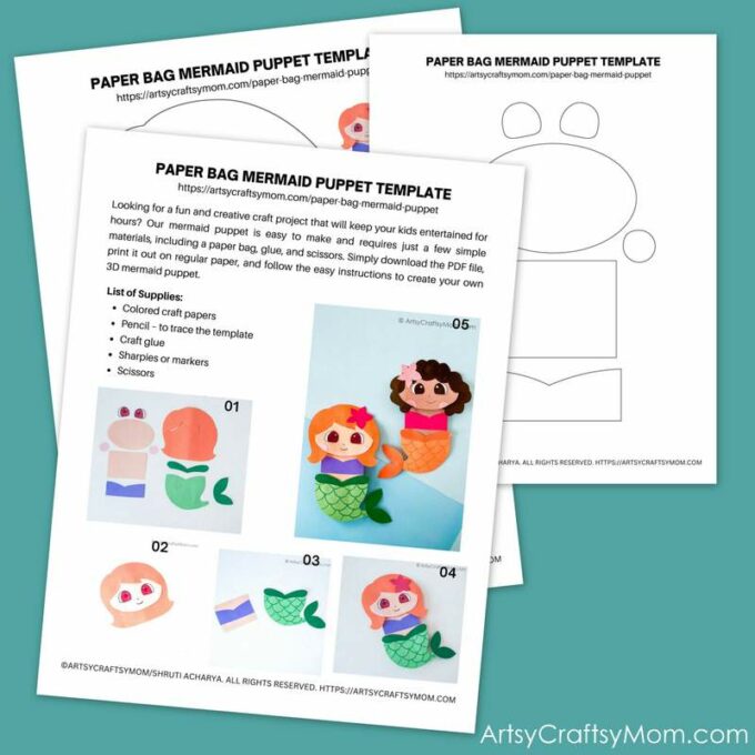 How cute is this paper bag mermaid puppet? It's the perfect craft for mermaid fans and goes well with a reading of 'The Little Mermaid'!