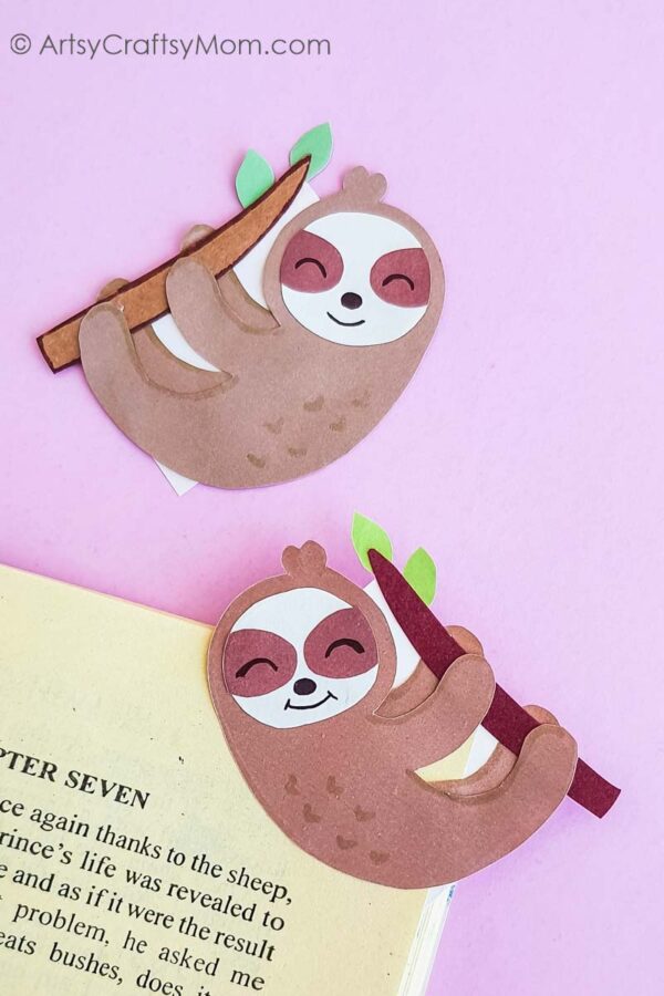 How adorable is this papercraft sloth bookmark? Perfect little DIY for kids of all ages to add some color and interest to their spring reading!
