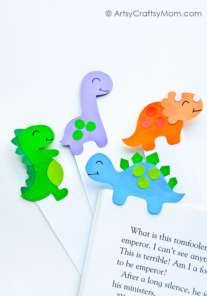 25 Delightful Dinosaur Crafts for Kids 13 Dinosaur Bookmarks FT 1