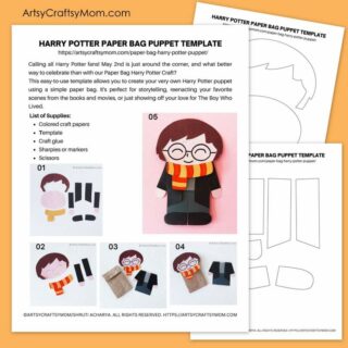 Paper Bag Harry potter Puppet Template