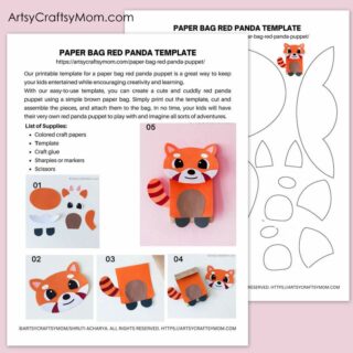 Paper bag Red panda template