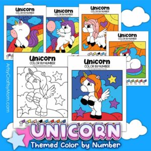 Unicorn Day Color By Number Sheets